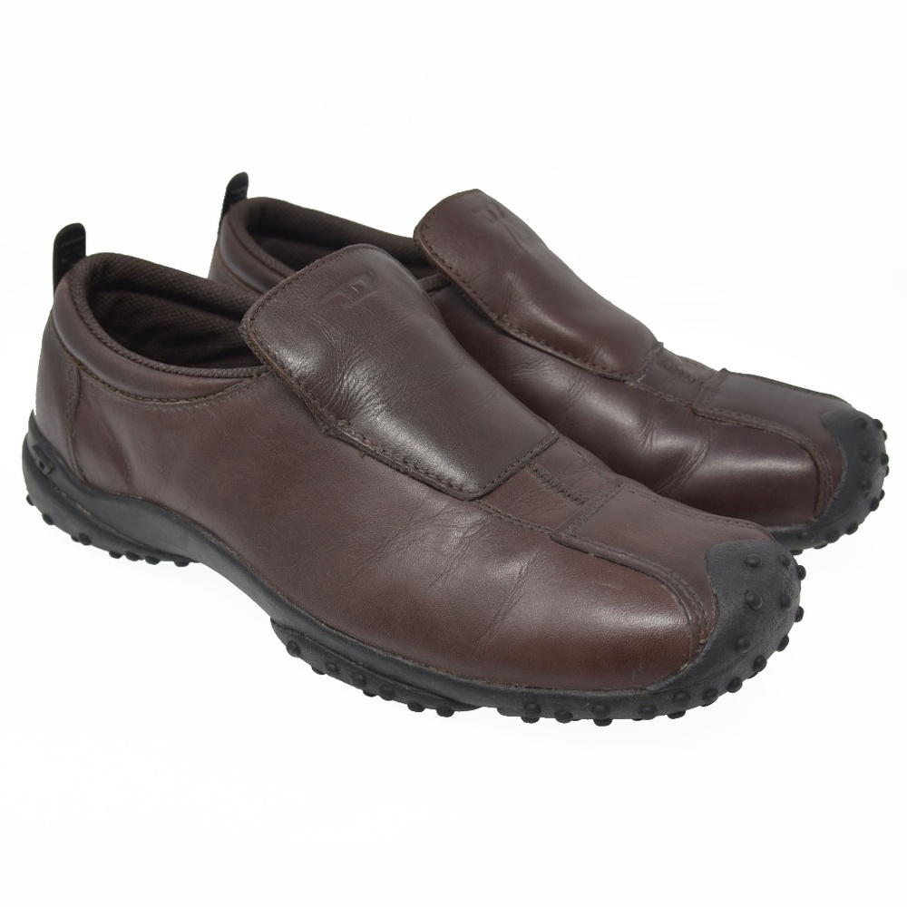 *DIESEL Ovado Sz 9.5 Brown Leather Slip On Loafers